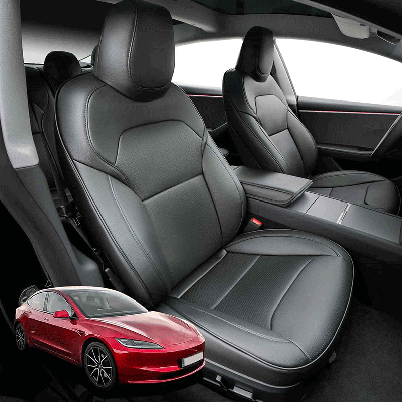 Zwarte stoelhoezen — Tesla Model 3 Highland — afbeelding 1