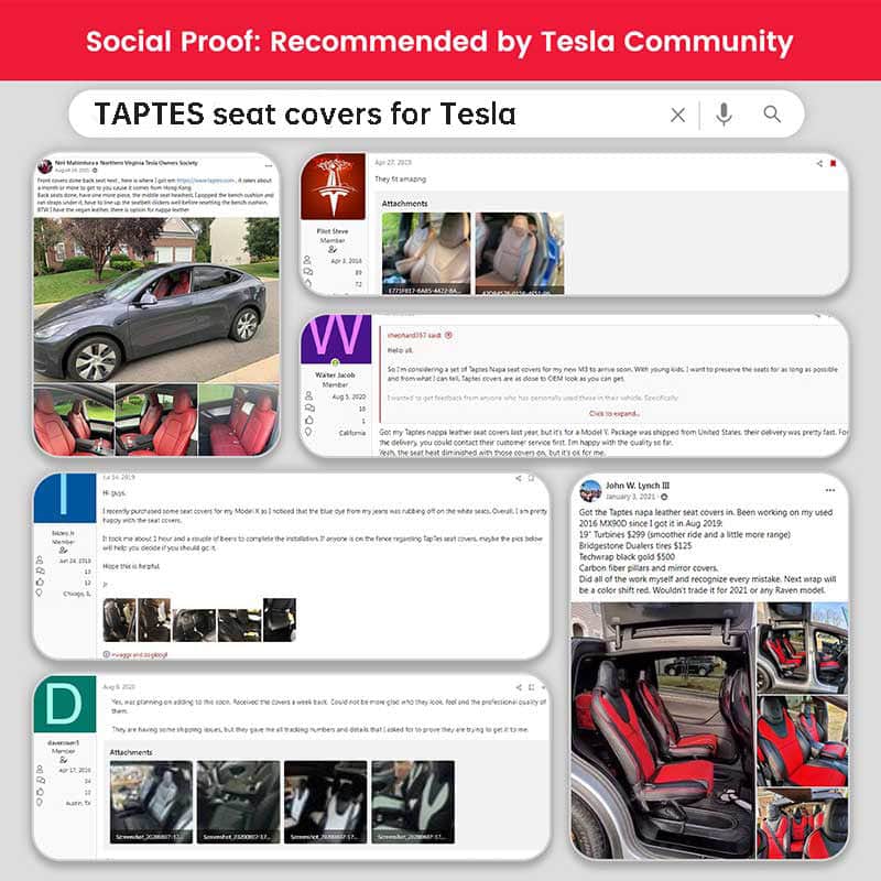 Zwarte stoelhoezen — Tesla Model 3