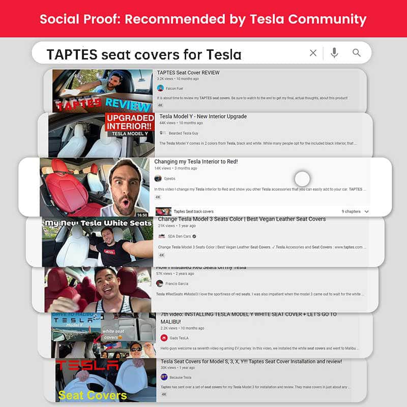 Zwarte stoelhoezen — Tesla Model 3